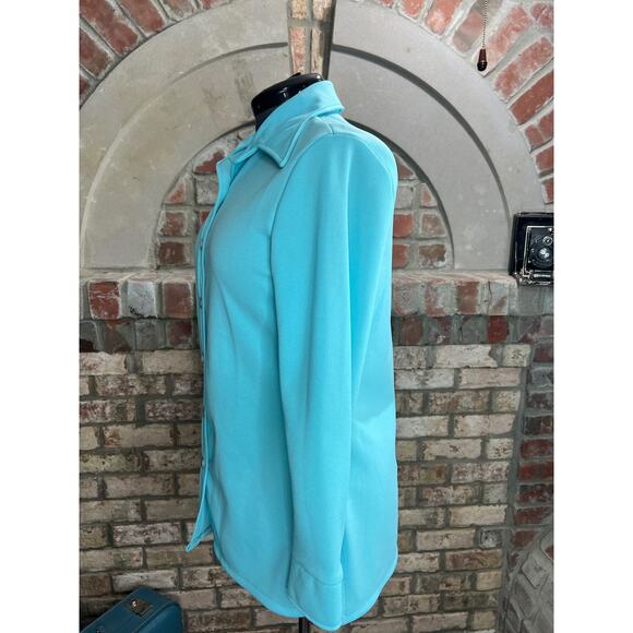 button up shirt dagger collar aqua blue 1970s - Picture 6 of 9